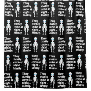 Süße schwarze weiße Alien-Zitat Duschvorhang