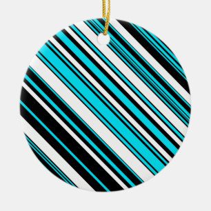 Süße schwarze weiße aqua Streifen Keramik Ornament