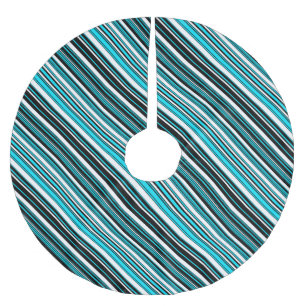 Süße schwarze weiße aqua Streifen Polyester Weihnachtsbaumdecke