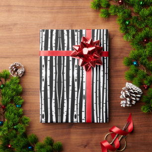 Süße schwarze weiße Baum Muster-Mauspad-Trommelstö Geschenkpapier