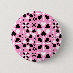 Süße schwarze weiße Blumen Button