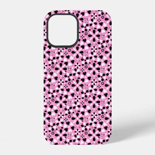 Süße schwarze weiße Blumen iPhone Hülle (Rückseite)