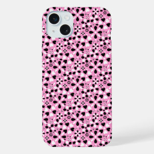 Süße schwarze weiße Blumen iPhone 15 Plus Hülle