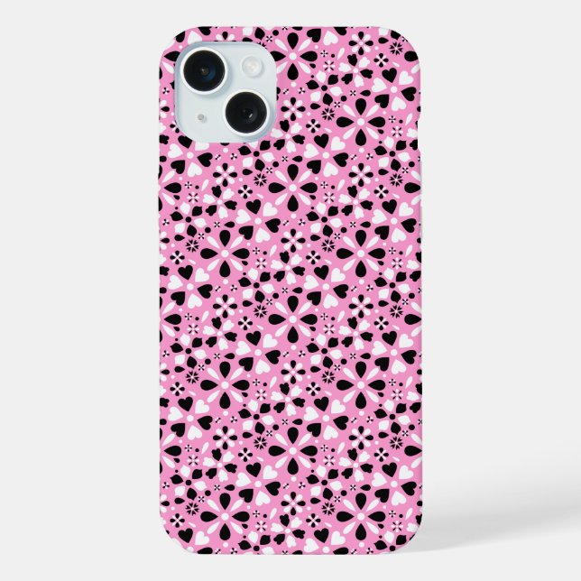 Süße schwarze weiße Blumen iPhone Hülle (Rückseite)