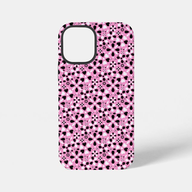 Süße schwarze weiße Blumen iPhone Hülle (Rückseite)