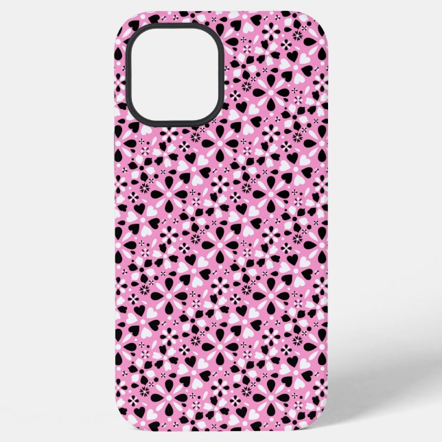 Süße schwarze weiße Blumen iPhone Hülle (Rückseite)