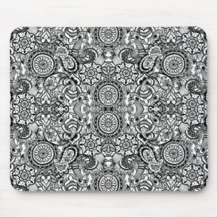 Süße schwarze weiße Blumenpaisley Mousepad