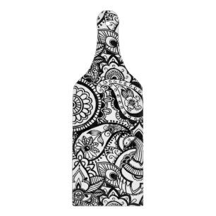 Süße schwarze weiße Blumenpaisley Schneidebrett