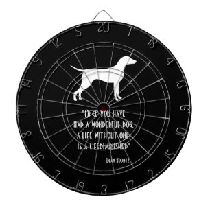 Süße schwarze weiße Dean Koontz Zitat Hund Dartscheibe