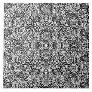 Süße schwarze weiße floral paisley fliese