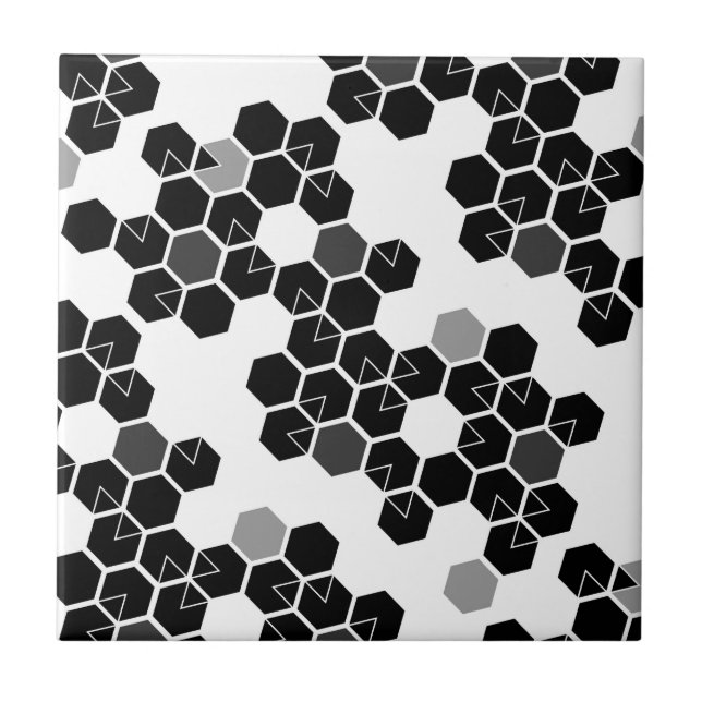 Süße schwarze weiße Hex-Datenmuster Fliese (Vorderseite)