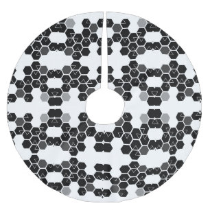 Süße schwarze weiße Hex-Datenmuster Polyester Weihnachtsbaumdecke