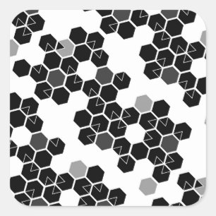 Süße schwarze weiße Hex-Datenmuster Quadratischer Aufkleber