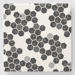 Süße schwarze weiße Hex-Datenmuster Steinuntersetzer