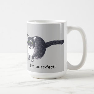 Süße schwarze weiße Katze im Pointillismus Purr-fe Tasse