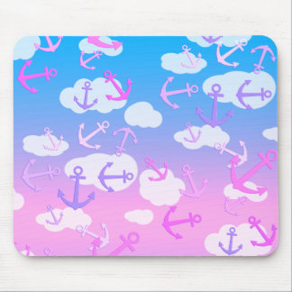 Süße schwebende Anker und Wolken Träumerische Farb Mousepad