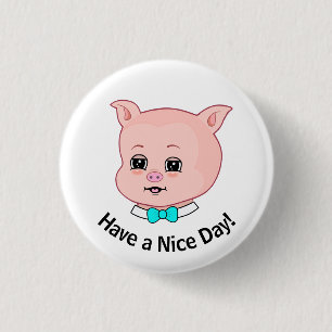 Süße Schwein Cartoon Button