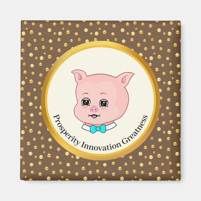 Süße Schwein Cartoon Magnet (Vorne)