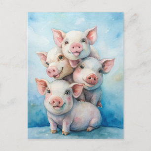 Süße Schweine, die Glück bringen  Postkarte