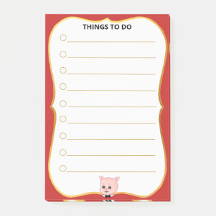 Süße Schweine-Dinge-zu-Tun-Linien Post-it Klebezettel