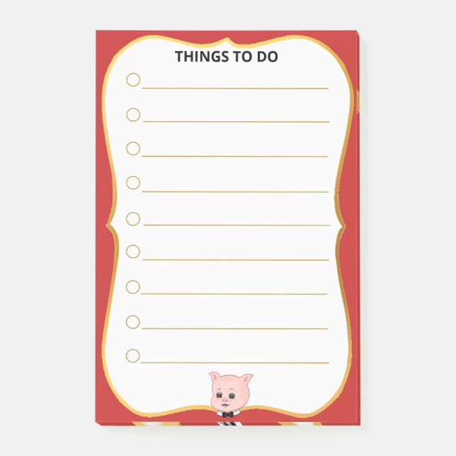 Süße Schweine-Dinge-zu-Tun-Linien Post-it Klebezettel (Vorderseite)