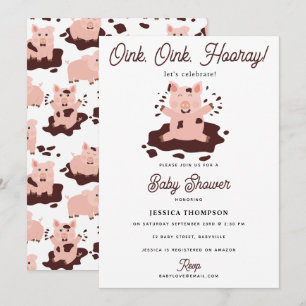 Süße Schweine spielen auf dem Bauernhof Tier Baby  Einladung