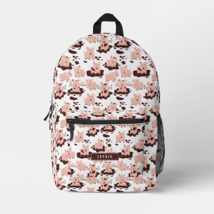 Süße Schweine spielen auf dem Bauernhof Tier Schul Bedruckter Rucksack