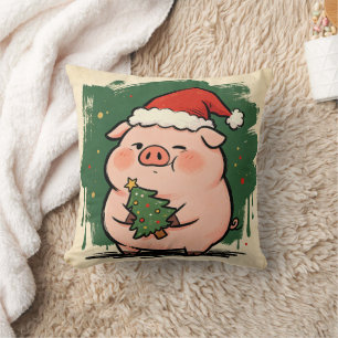 Süße Schweine-Weihnachtsbaum-Farm-Tier-Wurfkissen Kissen