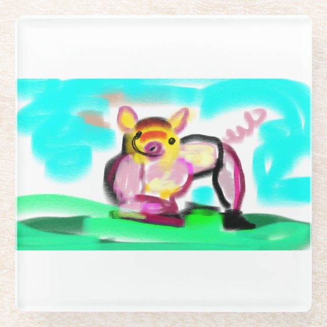 Süße Schweinekunst  Glasuntersetzer (Vorderseite)