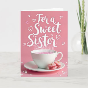Süße Schwester Pink Hearts Karte
