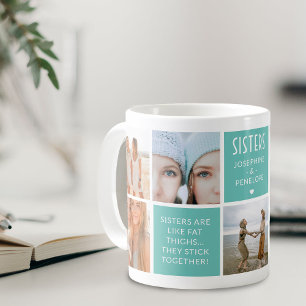 Süße Schwestern Foto-Collage & Zitat-Block Kaffeetasse