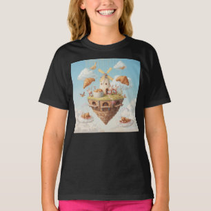Süße schwimmende Bäckerei-Insel mit Hasen und Bäre T-Shirt