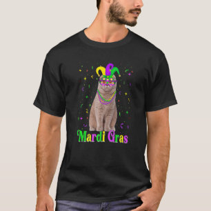 Süße Scottish Fold Katze Tiere Mardi Gras Karneval T-Shirt