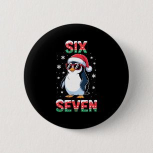 Süße Sechs Sieben 67 Pinguin Kinder Weihnachten Fe Button