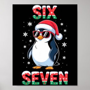 Süße sechs sieben 67 Pinguin Kinder Weihnachten Ur Poster