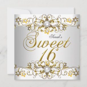 Süße Sechzehn 16 Geburtstag Gelbgold Diamant 5 Einladung