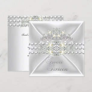 Süße Sechzehn 16 Tiara Silber Weiße Perle Diamant Einladung