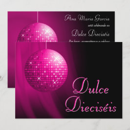 Süße Sechzehn Disco-Kugel Rosa Party Einladung