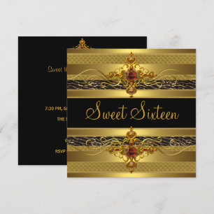 Süße Sechzehn Geburtstag Wild Elegant Reich Gold Einladung