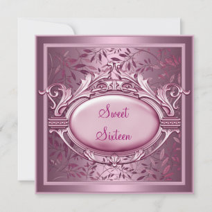 Süße Sechzehn Geburtstagsfeier Satin Rosa Floral Einladung
