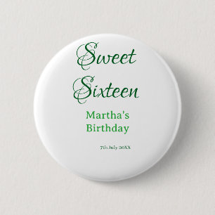 Süße Sechzehn grüner Name Datum Kalligrafie Boho R Button