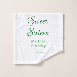 Süße Sechzehn grüner Name Datum Kalligrafie Boho R Waschlappen