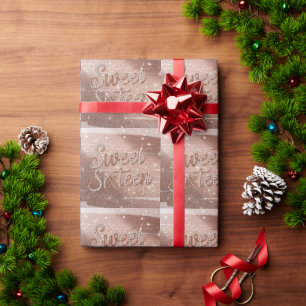 Süße Sechzehn in Roségold und Perlen Geschenkpapier