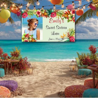 Süße Sechzehn Luau, Rote Hibiskus, Benutzerdefinie Banner