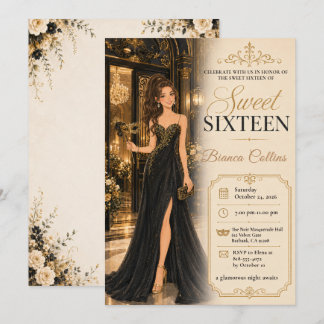 Süße Sechzehn Maskenball Glamour Einladung