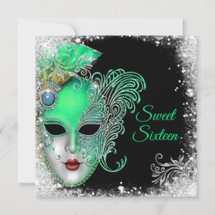 Süße Sechzehn, Maskenball, Glitzereinladung Einladung