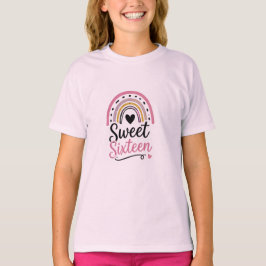 Süße Sechzehn Regenbogen Herz Grafik Teen T-Shirt