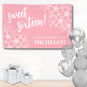 Süße Sechzehn Rosa 16. Geburtstagsfeier Banner