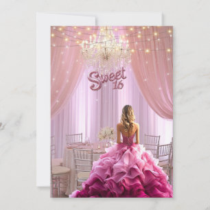 Süße Sechzehn Rosa Kleid funkelnde Lichter Einladung