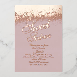 Süße Sechzehn Rosen Gold geprägt Glitter Folieneinladung